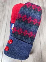 Women's Large Mittens  Blue/Red