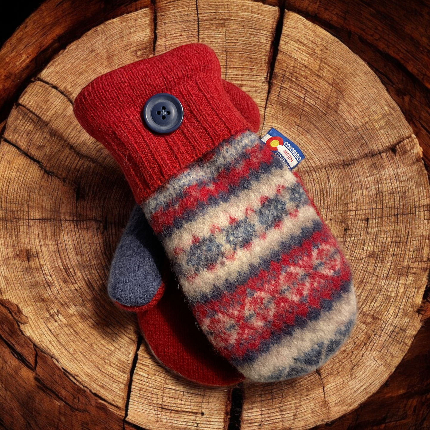 Women's Large Mittens Red/ Blue