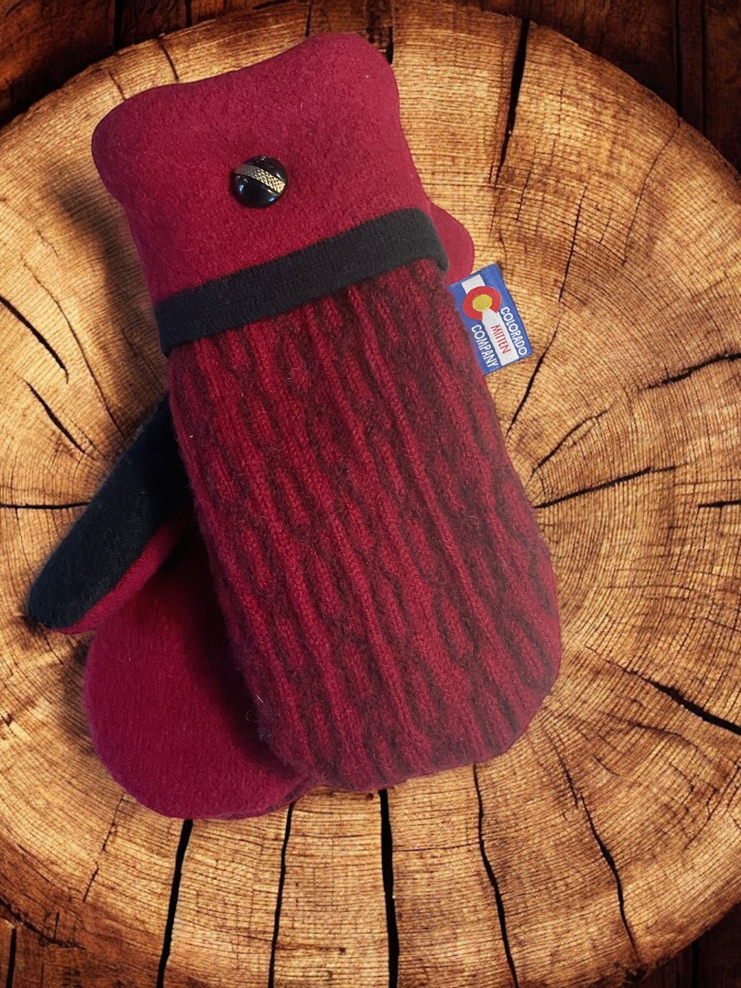 Women's Large Mittens Pink/Black