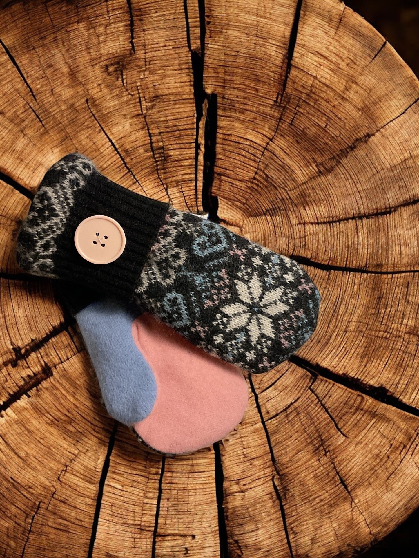 Women’s Large Mittens Snowflake Black,Pink,Blue