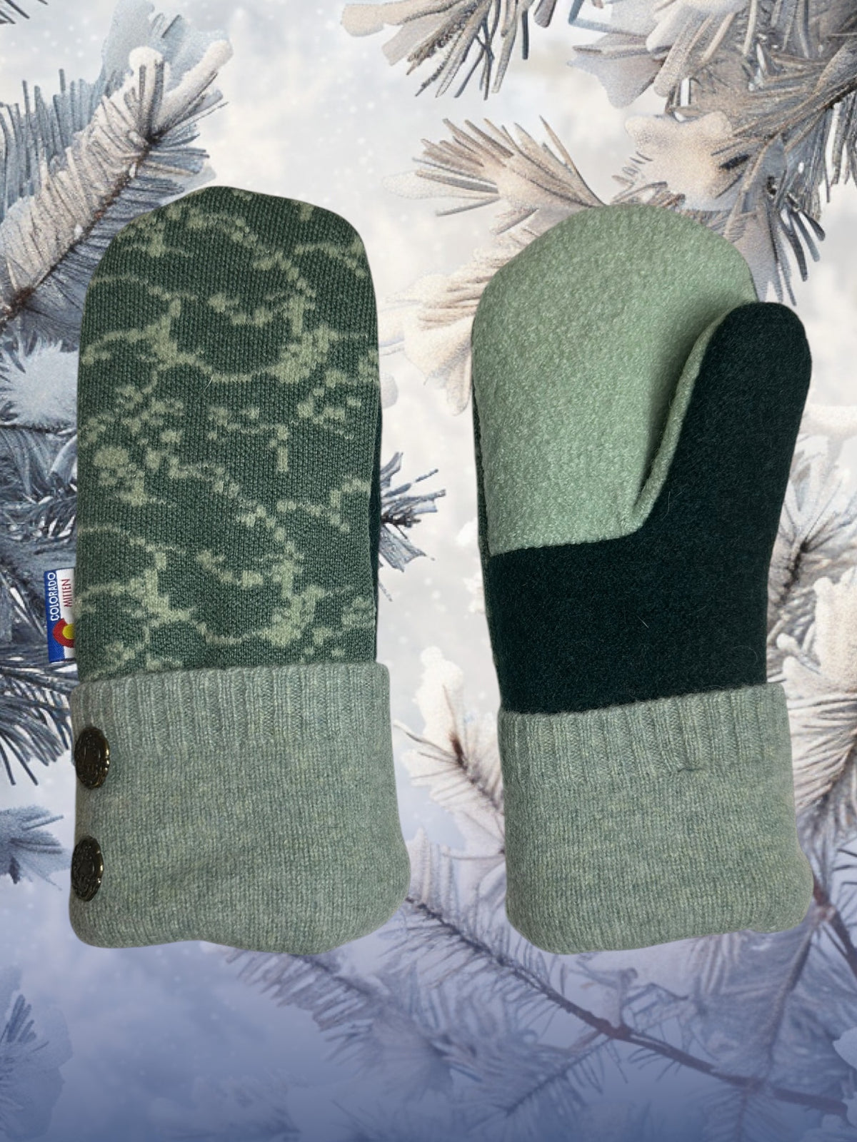 Women's Large Mittens Green
