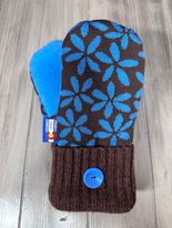 Women's Large Mittens. Blue/Brown