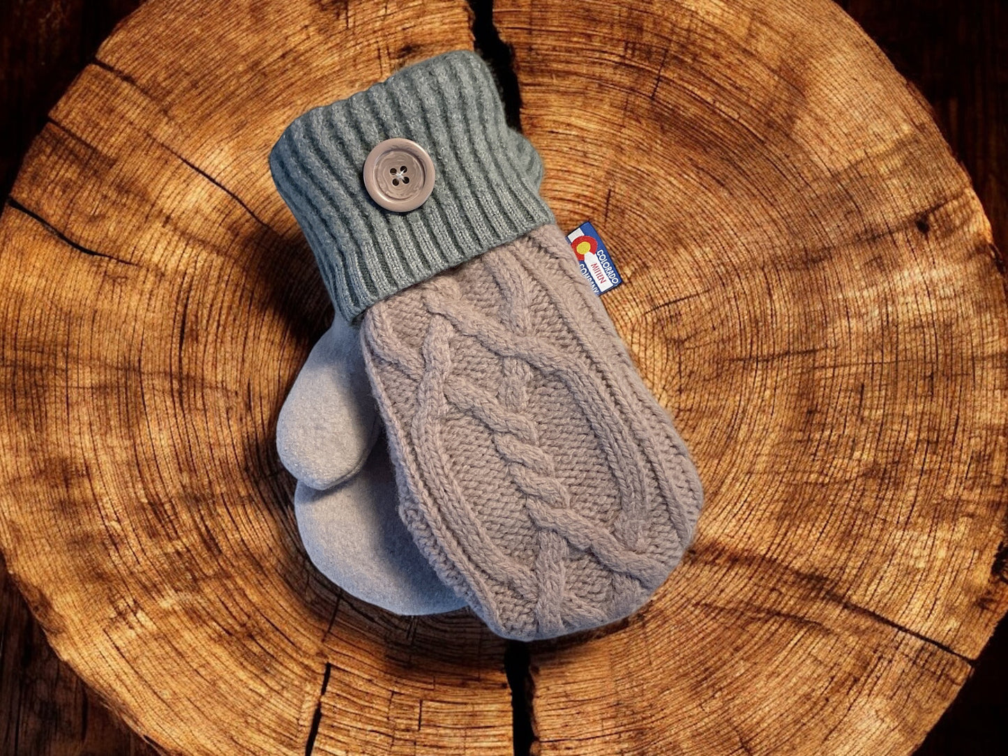 Women's Large Mittens  Mauve/Gray