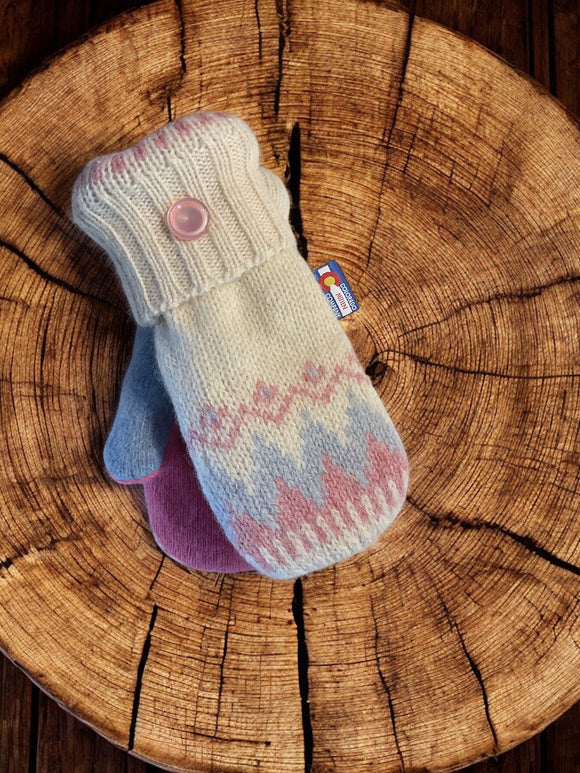 Women's Large Mittens  Pink/Blue