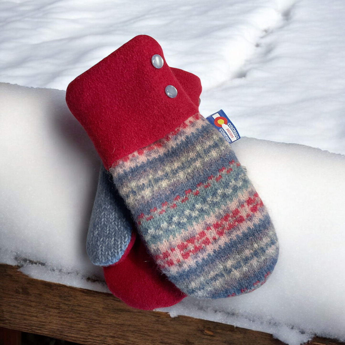 Women's Regular Mittens  Red/Blue