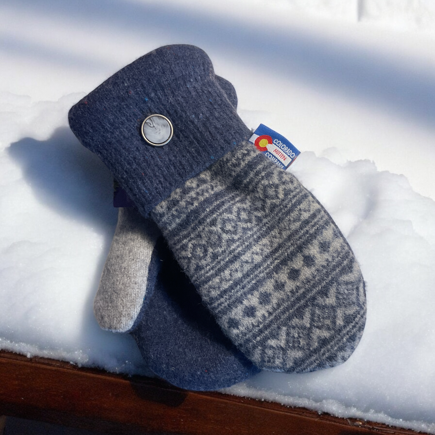 Women's Regular Mittens  Blue/Gray