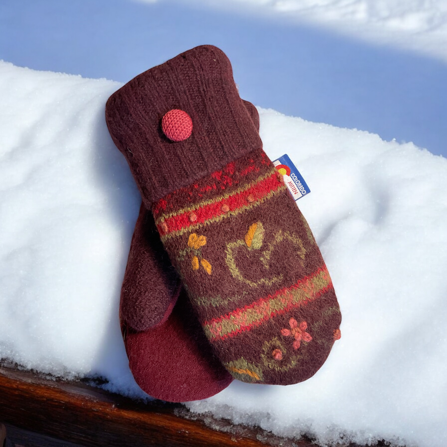 Women's Regular Mittens  Maroon/Pink