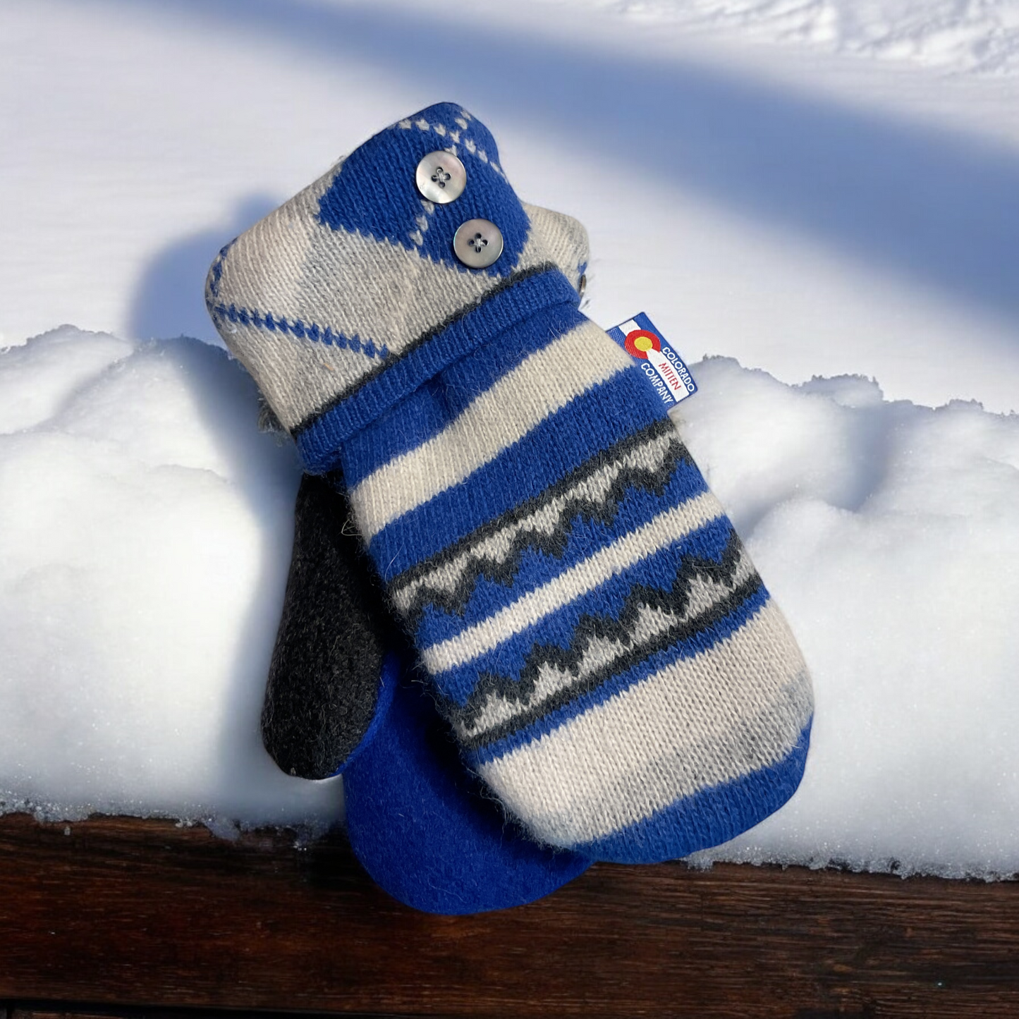 Women's Regular Mittens  Blue/Gray