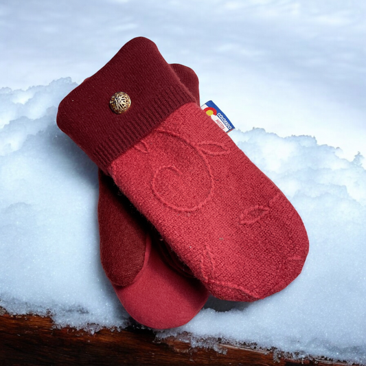 Women's Regular Mittens  Pink/ Maroon