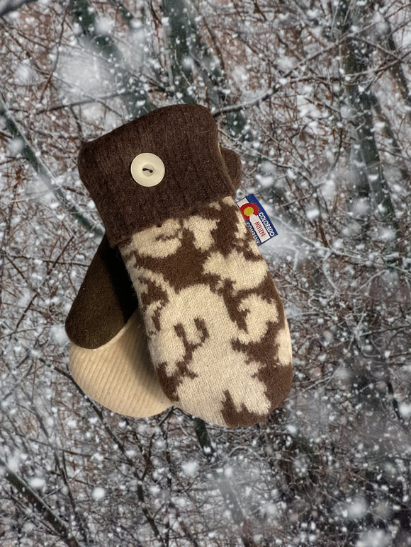 Kids Mittens  Brown/Cream