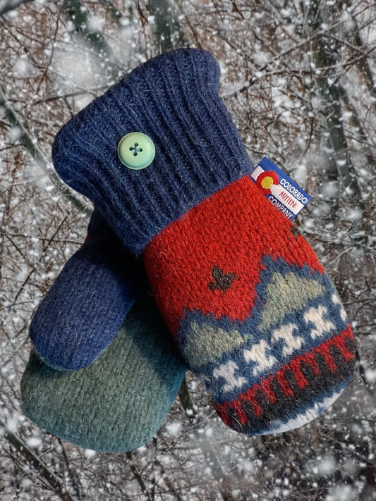 Kids Mittens  Red/Blue/Green