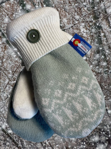 Kids Mittens  Green/Cream