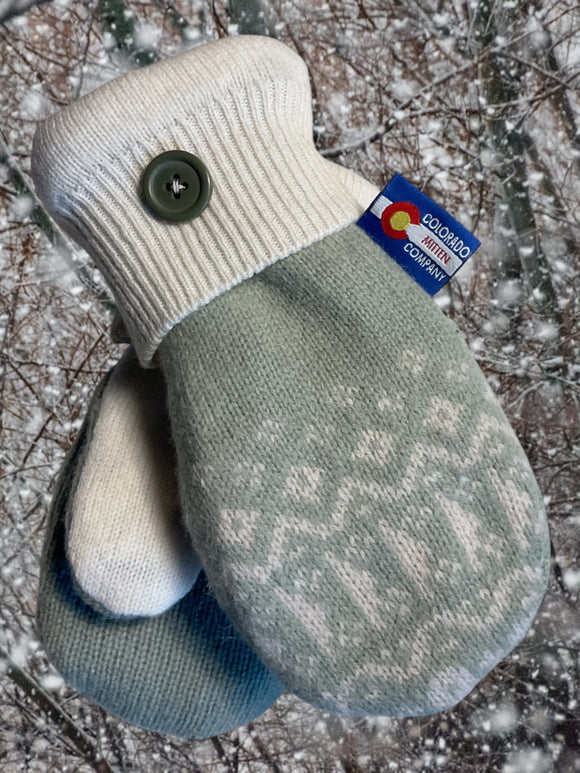 Kids Mittens  Green/Cream