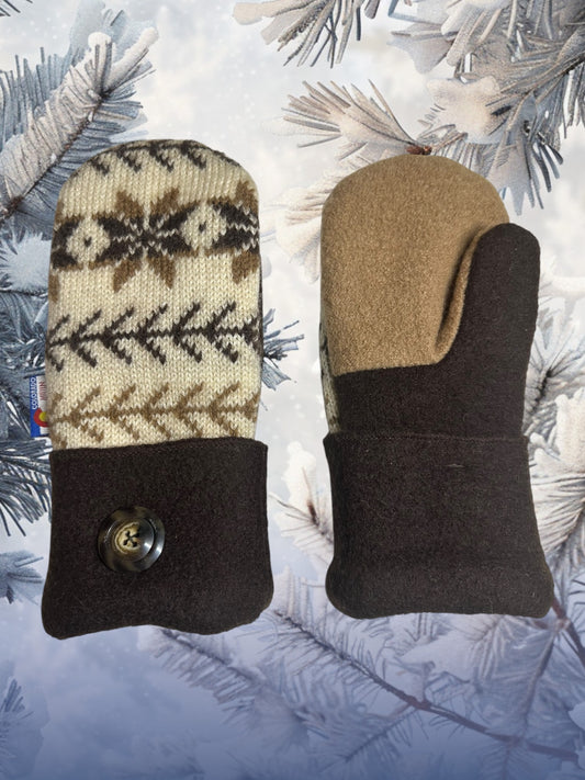 Women's Large Mittens. Brown/Tan